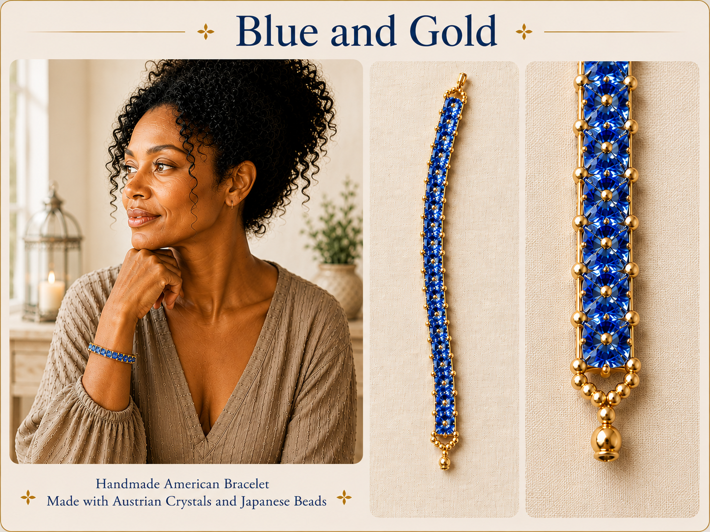Blue and Gold Crystal Bracelet